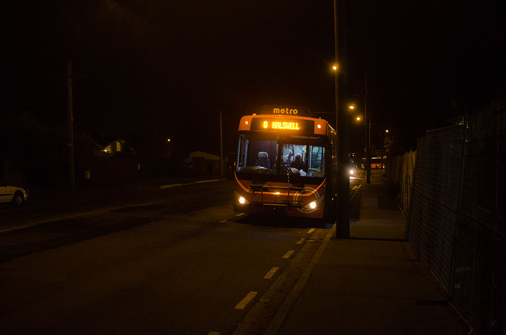 Image of Halswell 0 Bus, stopped on Nicholls Road. 17-04-2015 8:49 p.m.