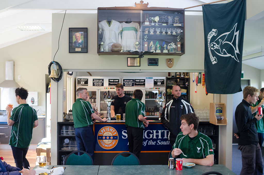Image of Halswell Hawks eat after game in the Halswell United Club rooms. 18-04-2015 4:57 p.m.