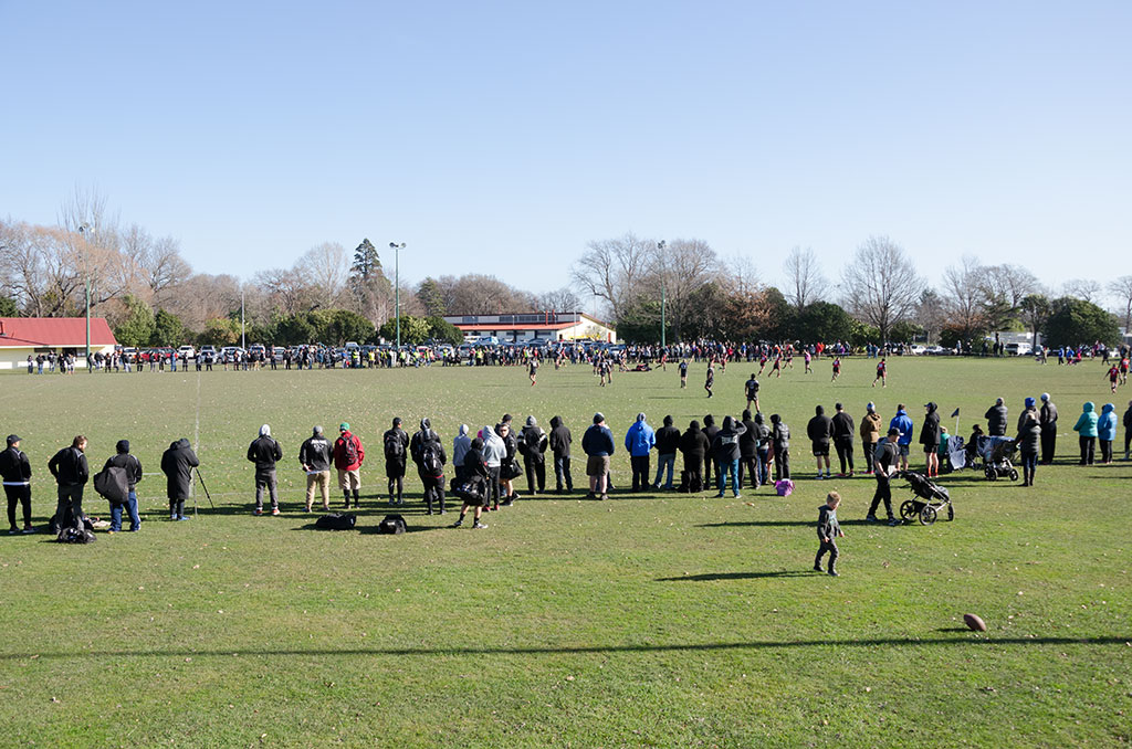 Image of Riccarton Knights (red) play Hornby Panthers (black) at the Halswell Domain rugby field. 25-07-2015 2:32 p.m.
