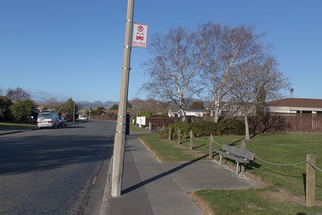 Image of Bus stop in the Westlake subdivision off Dunbars Road. 25/07/2015 15:18