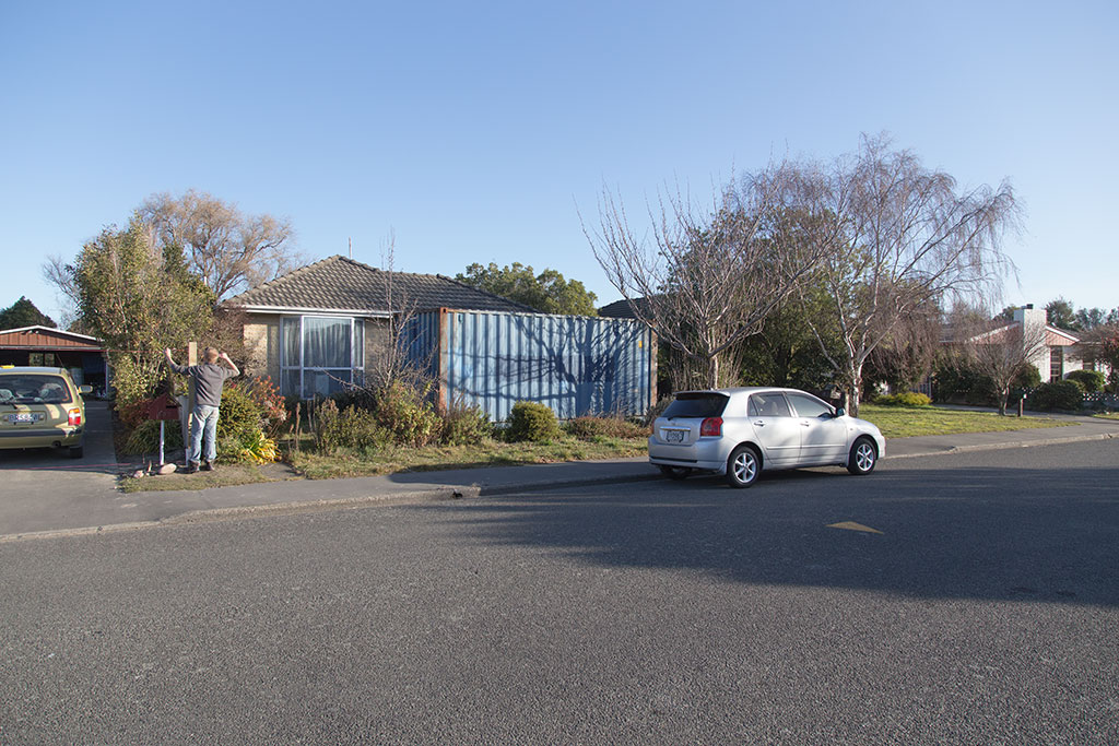 Image of House with container in front, Westlake subdivision off Dunbars Road. 25/07/2015 15:25