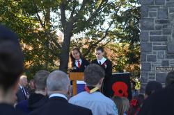 Thumbnail Image of Students speaking at the ANZAC Day memorial service