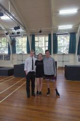 Thumbnail Image of Emily, James, Chris at the Hillmorton High School Stage Challenge practice