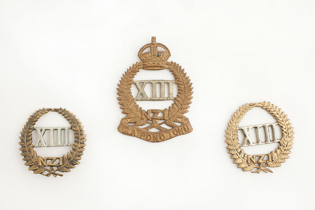 Image of Badge set, 13th (North Canterbury and Westland) Regiment. [circa 1910-1920]