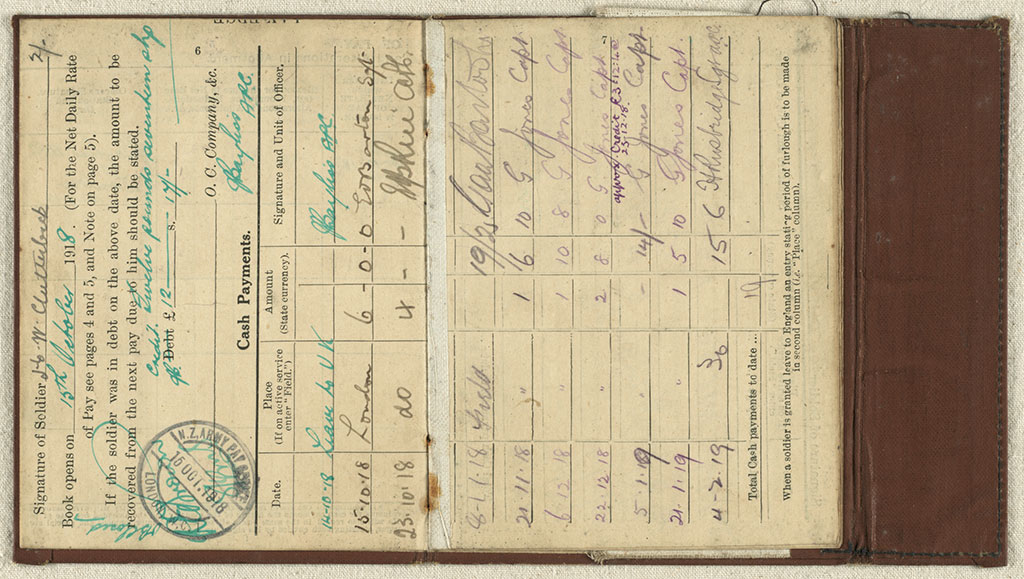 Image of New Zealand soldier's pay book for use on active service [circa 1910-1920]