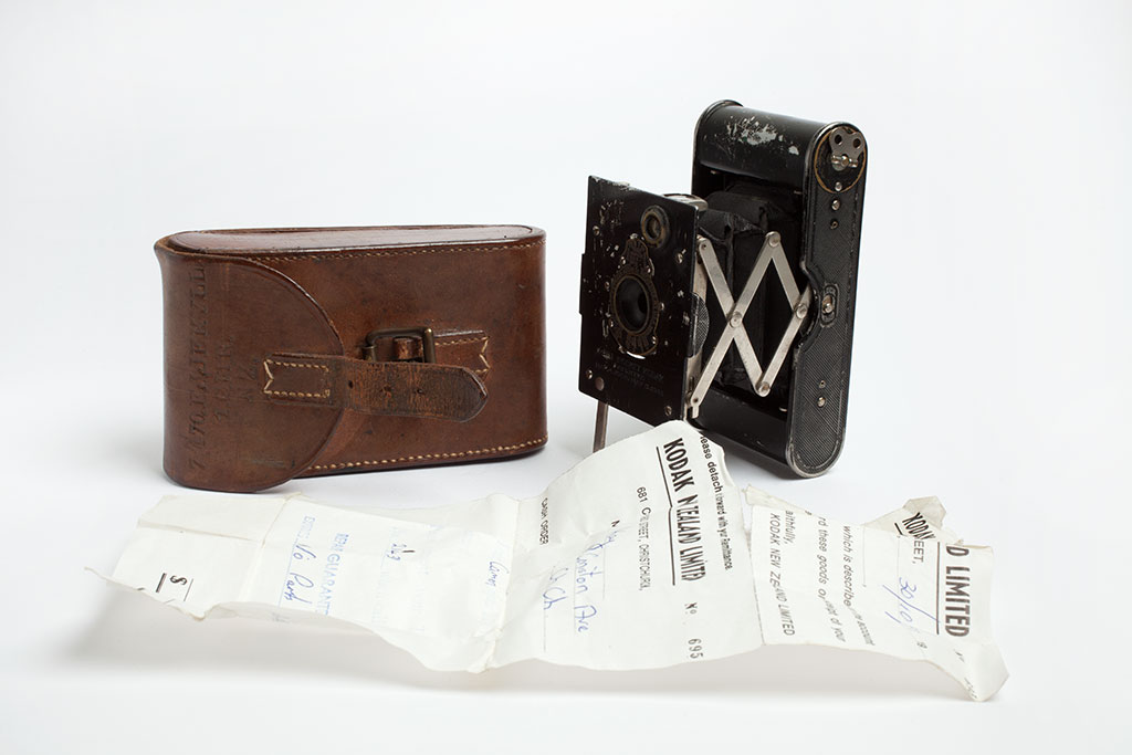 Image of Vest Pocket Kodak, camera and case [circa 1910-1920]