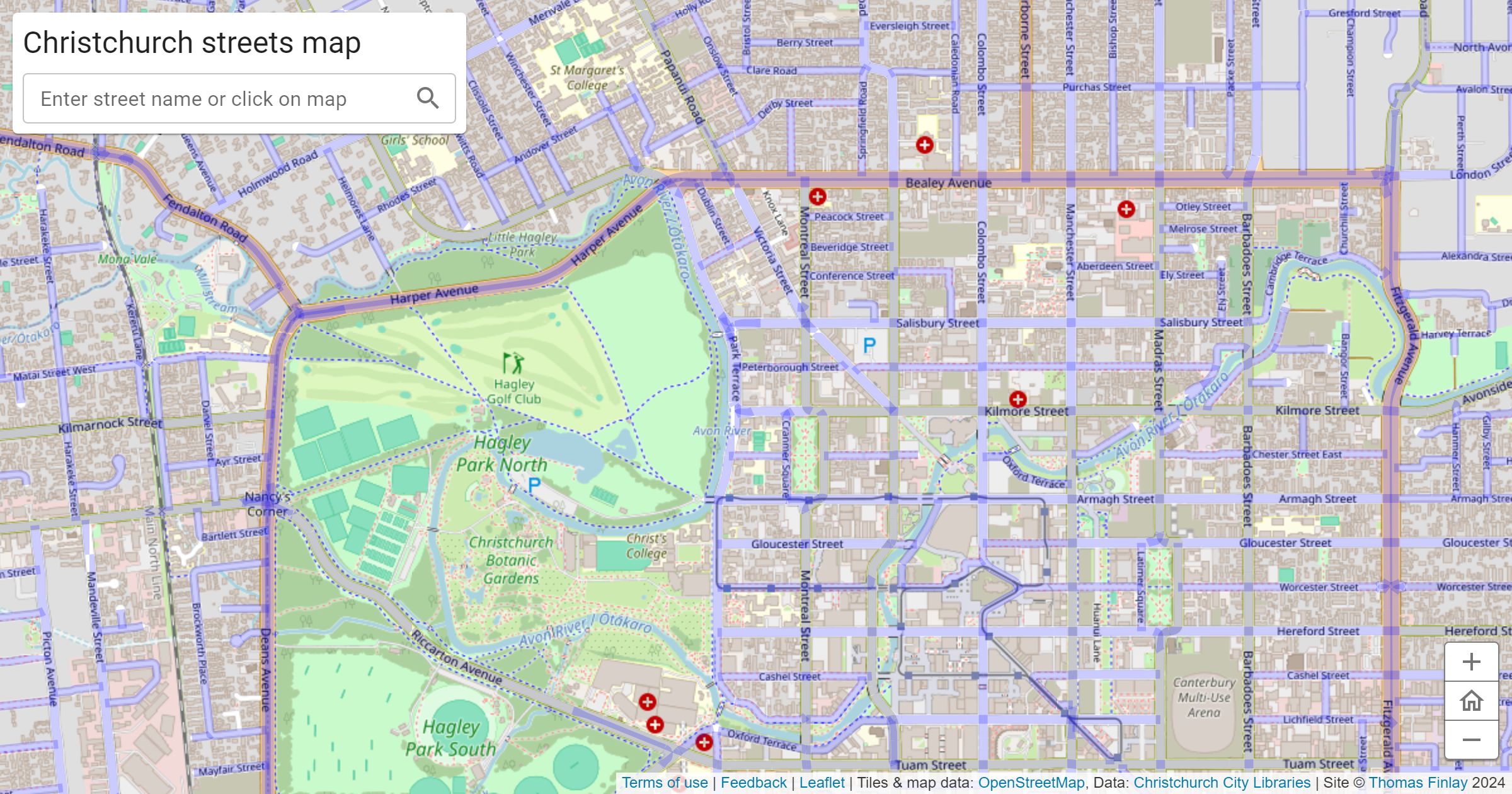 Christchurch City Street Map Christchurch City Map Of New Zealand